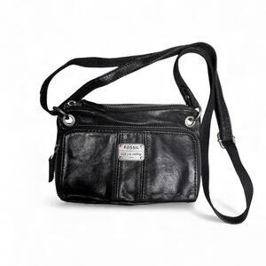 Fossil Long Live Vintage Black Genuine Leather Crossbody Bag